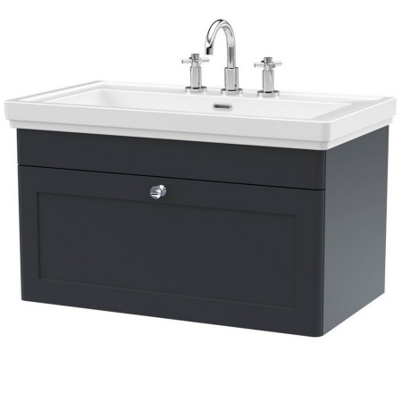 Nuie Classique 800mm Satin Anthracite Wall Hung 3TH Vanity Unit