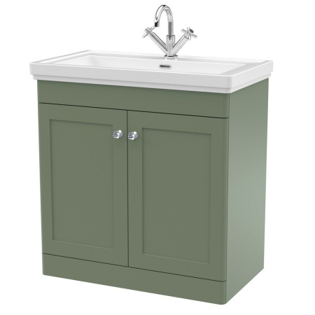 Nuie Classique 800mm Satin Green Floorstanding 1TH Vanity Unit