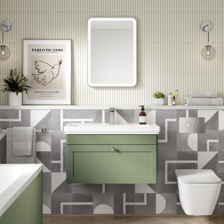 CLC896A Nuie Classique 800mm Satin Green Wall Hung 1TH Vanity Unit (3)