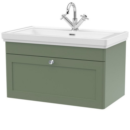Nuie Classique 800mm Satin Green Wall Hung 1TH Vanity Unit