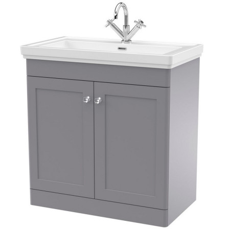 Nuie Classique 800mm Satin Grey Floorstanding 1TH Vanity Unit