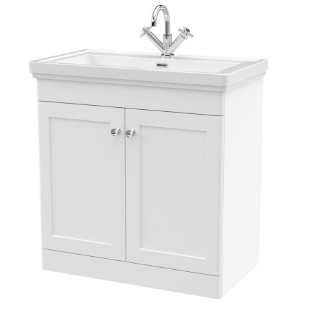 Nuie Classique 800mm Satin White Floorstanding 1TH Vanity Unit