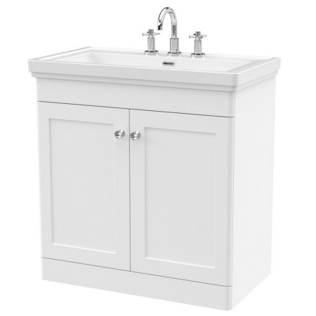 Nuie Classique 800mm Satin White Floorstanding 3TH Vanity Unit