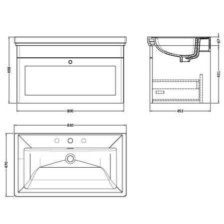 CLC196B Nuie Classique 800mm Satin White Wall Hung 3TH Vanity Unit (2)