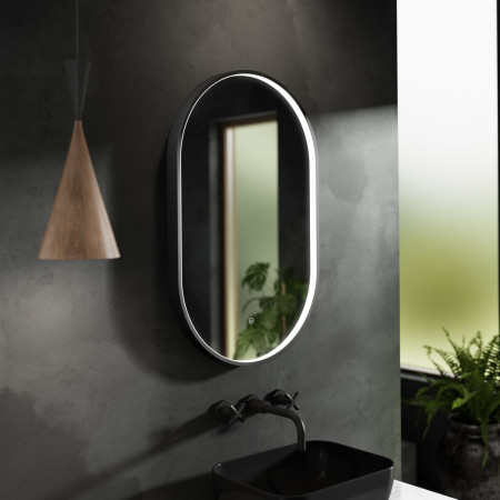 LQ761 Nuie Columba 800 x 500mm Black Framed LED Mirror Lifestyle
