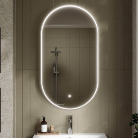 LQ763 Nuie Columba 800 x 500mm Chrome Framed LED Mirror Lifestyle