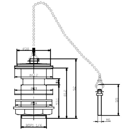E395 Nuie Contract Brass Plug and Chain Basin Waste (2)