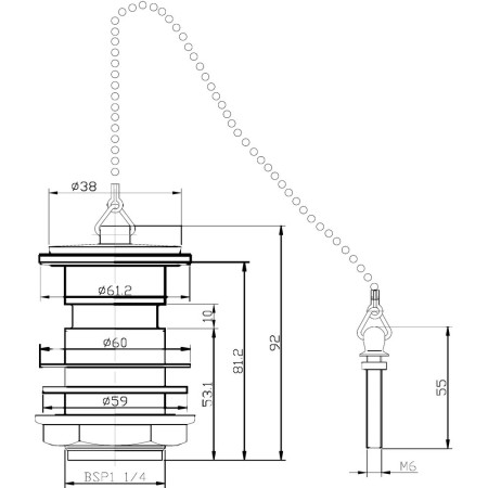 E308 Nuie Contract Poly Plug and Chain Basin Waste Line Drawing