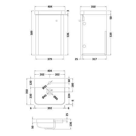 COR801 Nuie Core 400mm Satin Green Wall Hung Unit With Basin (2)