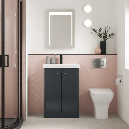 COR1404 Nuie Core 500mm Satin Anthracite Freestanding Vanity Unit With Basin Lifestyle