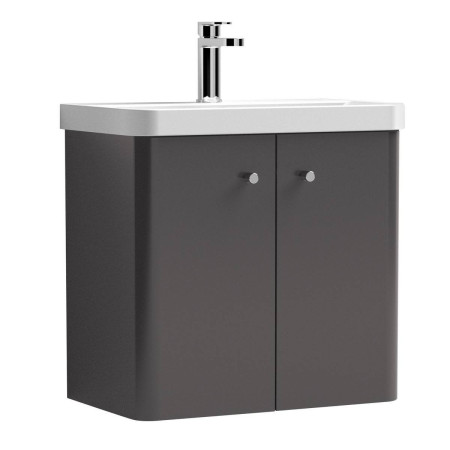 COR905 Nuie Core 600mm Grey Gloss Wall Hung Unit With Basin