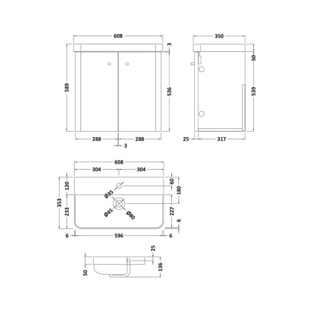 COR105 Nuie Core 600mm White Gloss Wall Hung Unit With Basin (3)