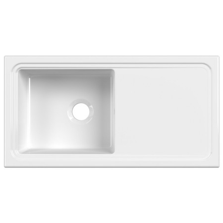 CT11TF1010 Nuie Countertop 1010 x 525mm White Fireclay Kitchen Sink Top View