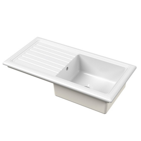 CT11T1010 Nuie Countertop White 1010 x 525mm Fireclay Kitchen Sink (1)