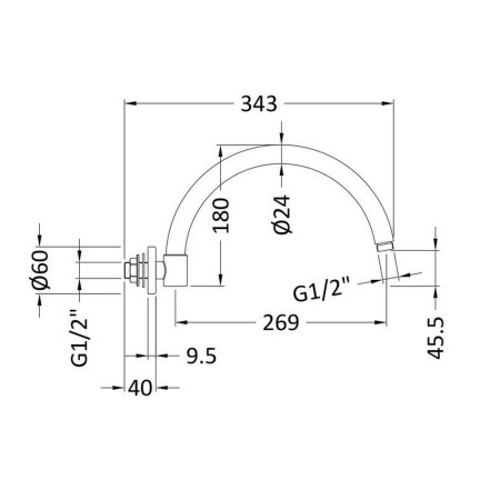 ARM06 Nuie Curved Wall Mounted Shower Arm (2)