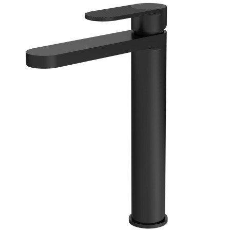 Nuie Cyprus Fluted Black Tall Mono Basin Mixer