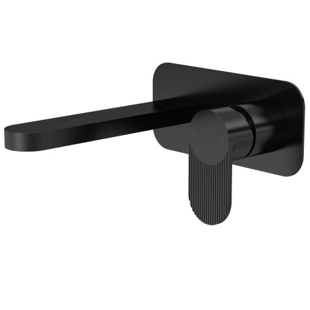 Nuie Cyprus Fluted Black Wall Mounted Basin Mixer