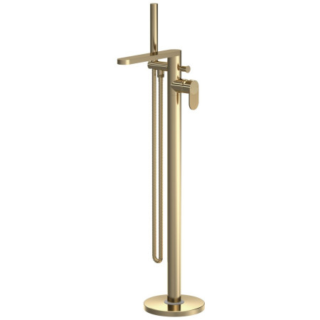 Nuie Cyprus Fluted Brushed Brass Freestanding Bath Shower Mixer