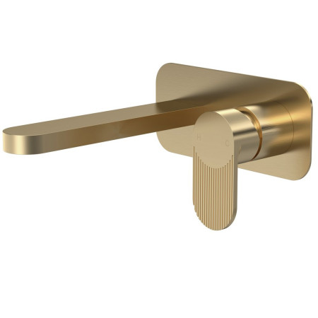 Nuie Cyprus Fluted Brushed Brass Wall Mounted Basin Mixer