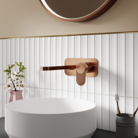 BIN1528F Nuie Cyprus Fluted Brushed Bronze Wall Mounted Basin Mixer Lifestyle