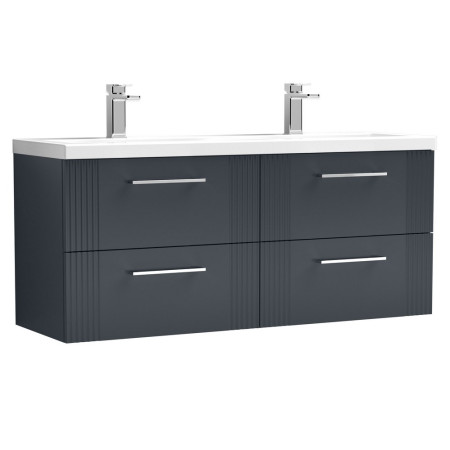 Nuie Deco 1200mm Anthracite 4 Drawer Wall Hung Unit With Twin Basin