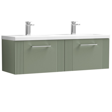 DPF894F Nuie Deco 1200mm Green 2-Drawer Wall Hung Unit With Twin Basin (1)