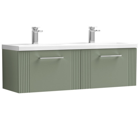 Nuie Deco 1200mm Green 2 Drawer Wall Hung Unit With Twin Basin