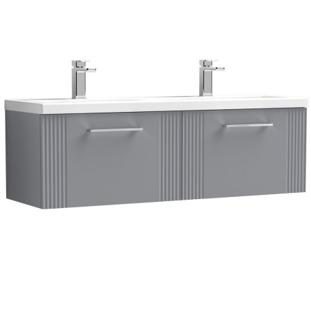 DPF294F Nuie Deco 1200mm Grey 2-Drawer Wall Hung Unit With Twin Basin (1)