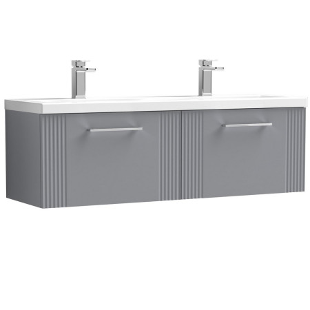 Nuie Deco 1200mm Grey 2 Drawer Wall Hung Unit With Twin Basin