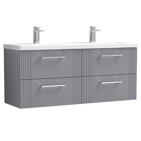 DPF293F Nuie Deco 1200mm Grey 4-Drawer Wall Hung Unit With Twin Basin (1)