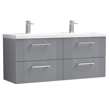 Nuie Deco 1200mm Grey 4 Drawer Wall Hung Unit With Twin Basin