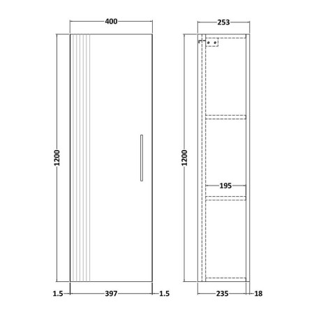 FLT1462 Nuie Deco 400mm Green Wall Hung Tall Unit (2)
