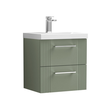 DPF892 Nuie Deco 500mm Green 2 Drawer Wall Hung Unit With Basin (1)