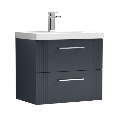 DPF1493 Nuie Deco 600mm Anthracite 2 Drawer Wall Hung Unit With Basin (1)