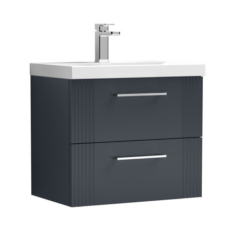 Nuie Deco 600mm Anthracite 2 Drawer Wall Hung Unit With Basin