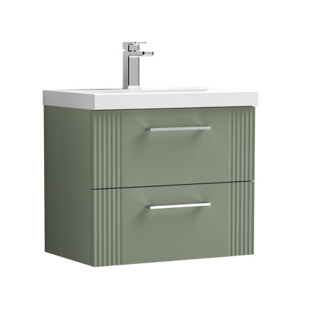 Nuie Deco 600mm Green 2 Drawer Wall Hung Unit With Basin