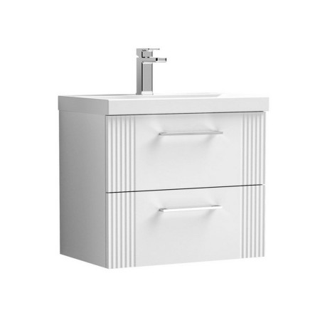 Nuie Deco 600mm White 2 Drawer Wall Hung Unit With Basin