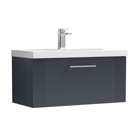 Nuie Deco 800mm Anthracite 1 Drawer Wall Hung Vanity Unit With Basin