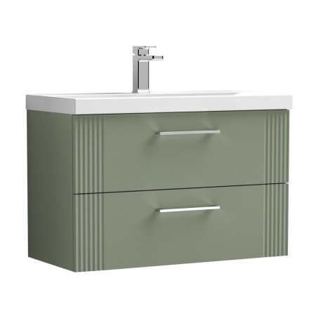 Nuie Deco 800mm Green 2 Drawer Wall Hung Unit With Basin