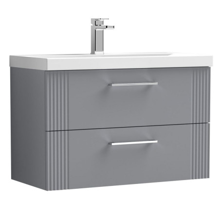 Nuie Deco 800mm Grey 2 Drawer Wall Hung Unit With Basin