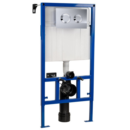 Nuie Dual Flush Mid Height Concealed Cistern Frame and Chrome Round Plate