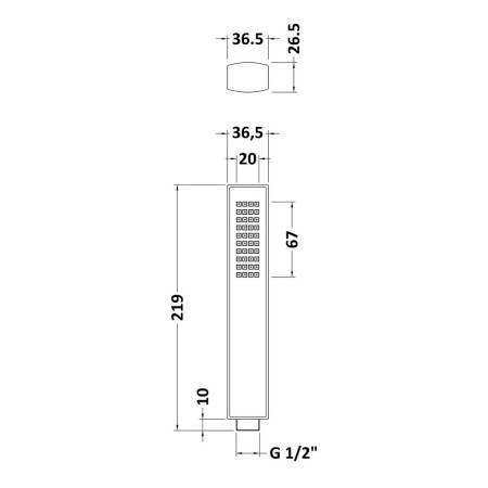 HO306 Nuie Easy Clean Rectangular Handset Dimensions