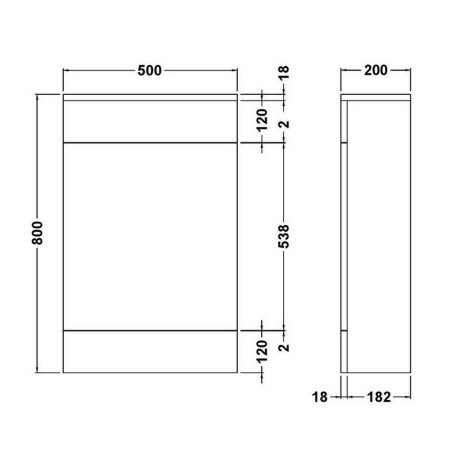 NVM141 Nuie Eden 500mm WC Unit Line Drawing
