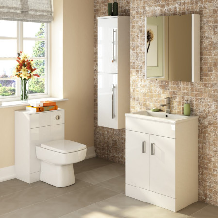 VTMW600 Nuie Eden 600mm Floor Standing Vanity Unit with Minimalist Basin Lifestyle