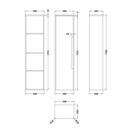 PAR162 Nuie Elbe 350mm Satin White Wall Hung Tall Unit (2)