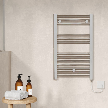 MTY150 Nuie Electric Round 720 x 400mm Chrome Ladder Towel Rail Lifestyle