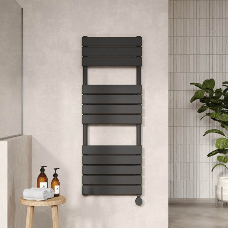 HL159 Nuie Electric Squared 1213 x 500mm Flat Towel Rail in Anthracite Lifestyle