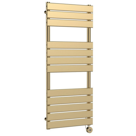 Nuie Electric Squared 1213 x 500mm Flat Towel Rail in Brushed Brass