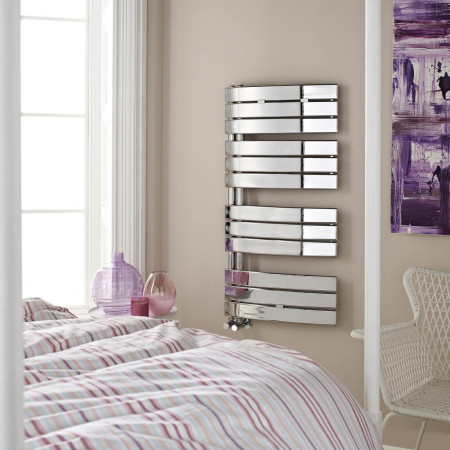 HL336 Nuie Elgin Chrome 1080 x 550mm Curved Heated Towel Rail Lifestyle