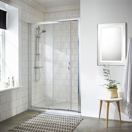 SQSL10-E5 Nuie Ella Chrome 1000mm Sliding Shower Door Lifestyle